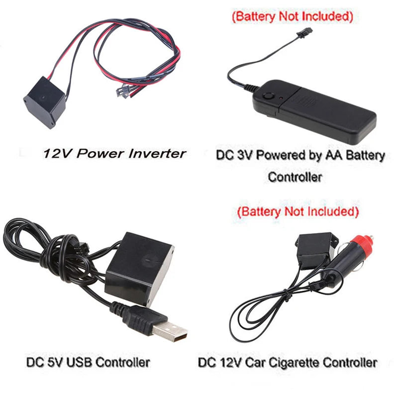 EL Wire String Strip Rope Tube Light Neon Light Glow Flat Edge Car Interior DIY Flexible Ambient Lamp Party Atmosphere Prop USB