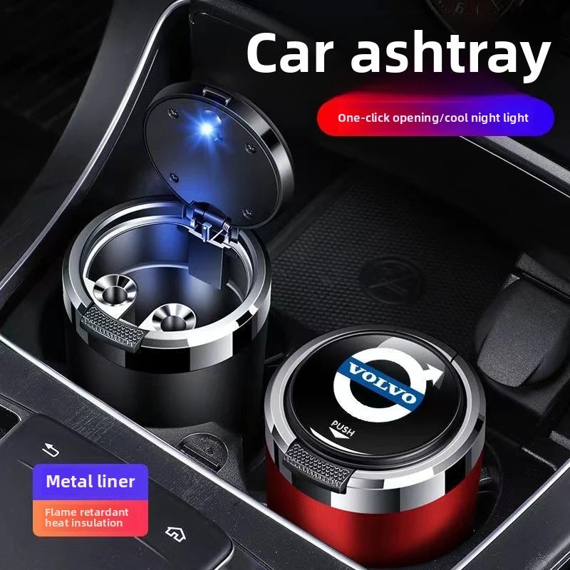 Car Ashtray Cigarette Butt Holder Container Accessories for Volvo XC40 XC60 XC90 S40 60 Portable One-Button Opening Car Ash Tray