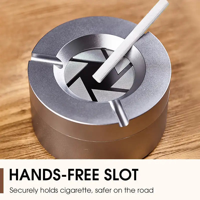 360° Stainless Steel Twist-Lock Ashtray, Windproof Odor-Proof & With Cigarette Holder for Car & Home, Smokeless Cigar Ashtray