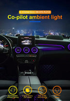 3/64 Color For Mercedes-Benz C/GLC class W205 X253 LHD Co-pilot Led Neon Ambient Light Passenger Atmosphere Lamp Dashboard 15-21