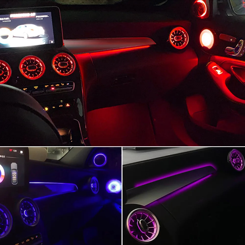 3/64 Color For Mercedes-Benz C/GLC class W205 X253 LHD Co-pilot Led Neon Ambient Light Passenger Atmosphere Lamp Dashboard 15-21