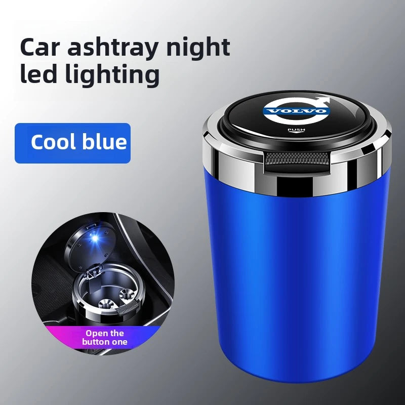 Car Ashtray Cigarette Butt Holder Container Accessories for Volvo XC40 XC60 XC90 S40 60 Portable One-Button Opening Car Ash Tray