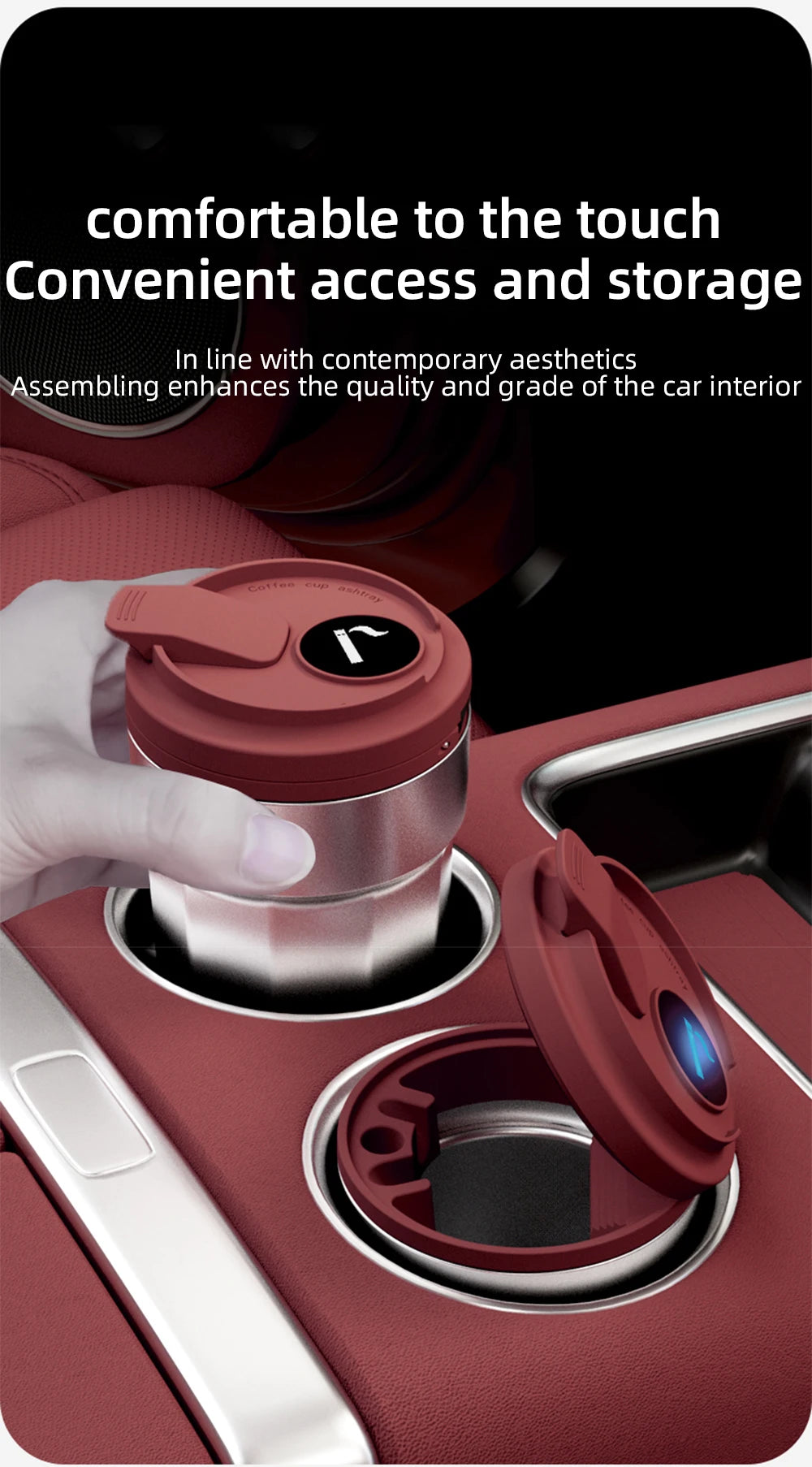 1PC Car Ashtray Creative Coffee Cup Ashtray With Lid LED Light Garbage Storage Container Car Interior Auto Decor Accessories