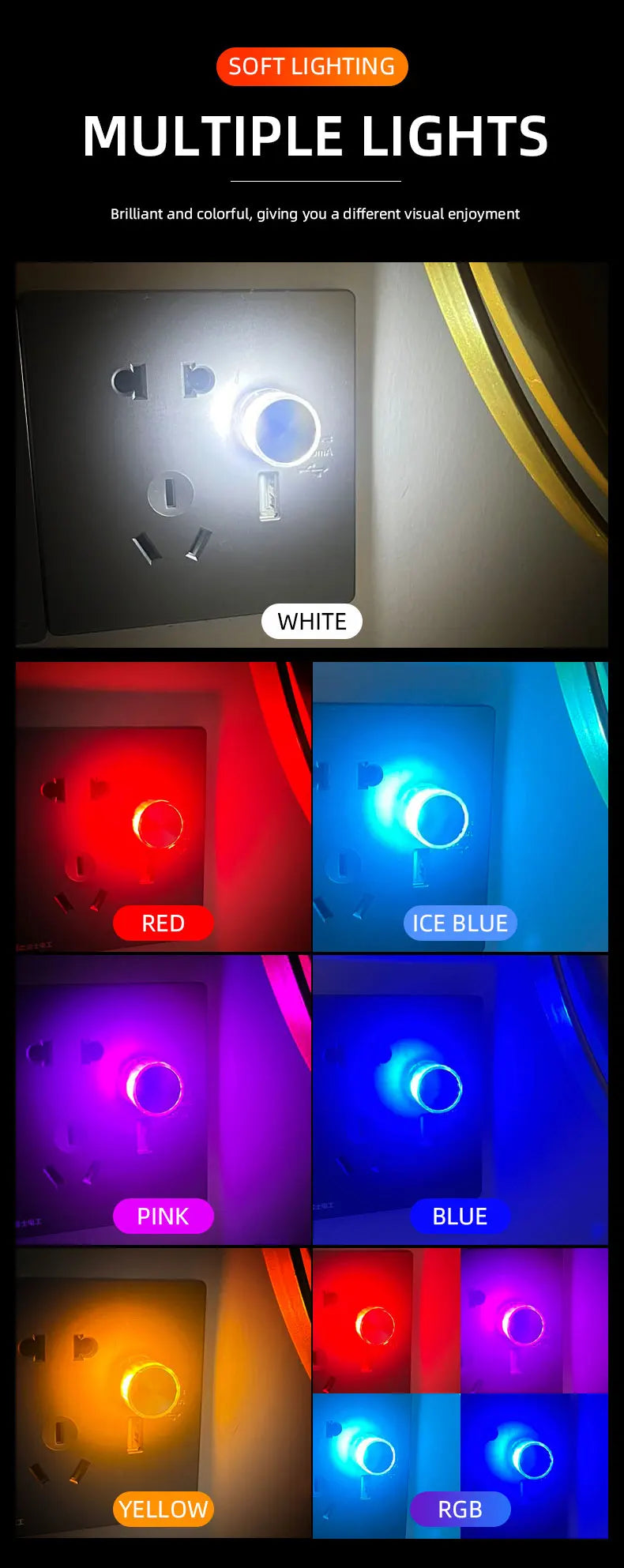 1PC Car Mini USB Led Atmosphere Light For Party Ambient Automotive Portable Plug and Play Car Decorative Interior Lamp 12V