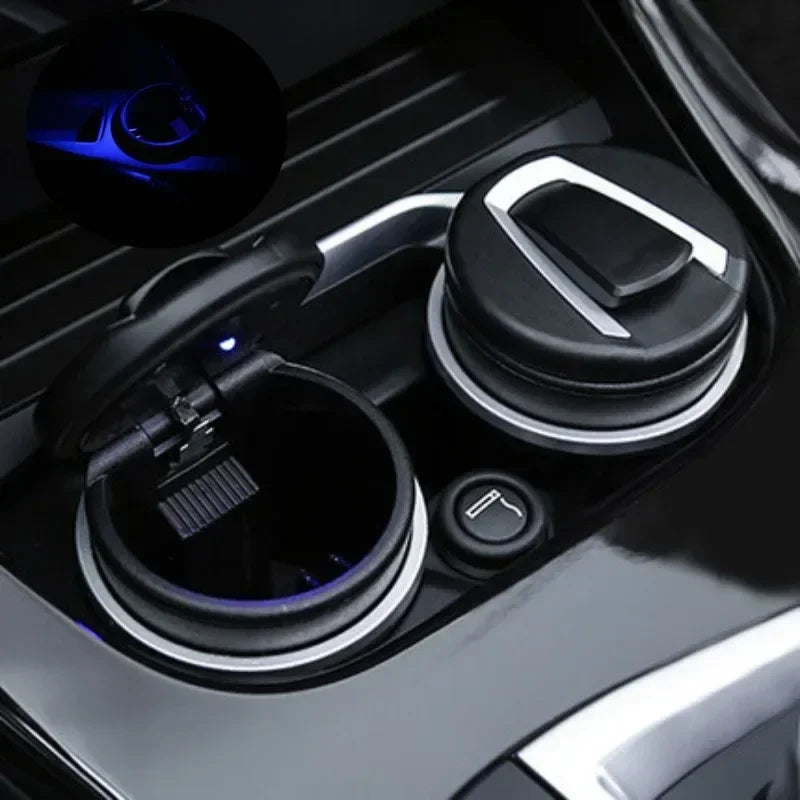 Portable Car Cigarette Ashtray Cup With LED Light Detachable One Touch Open Vehicle Ashtray Holder Ashtray Auto For BMW
