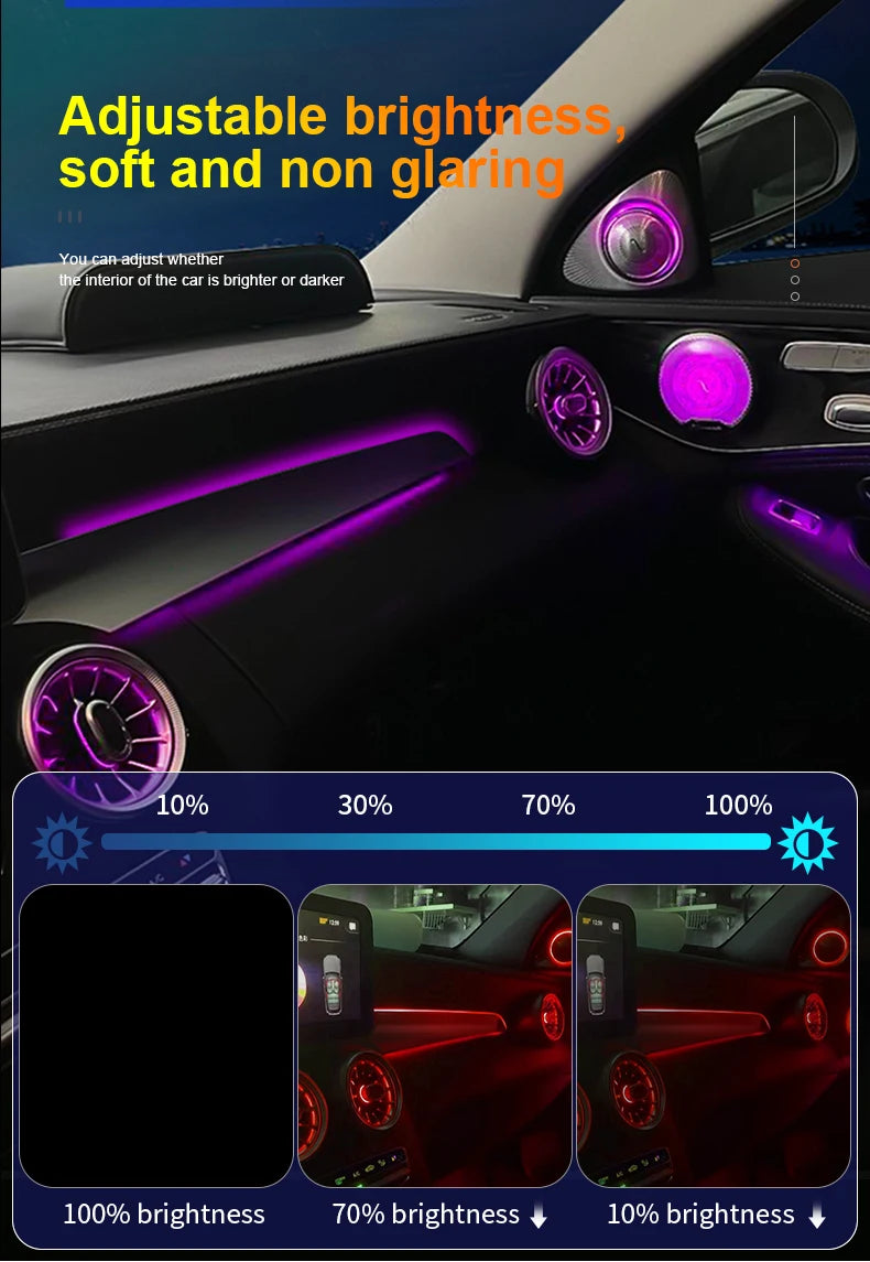 3/64 Color For Mercedes-Benz C/GLC class W205 X253 LHD Co-pilot Led Neon Ambient Light Passenger Atmosphere Lamp Dashboard 15-21