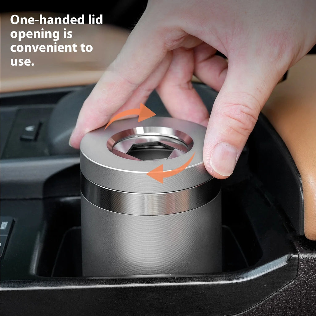 2025 new stainless steel car ashtray seal rotating car anti-ash flying cylinder large metal creative car