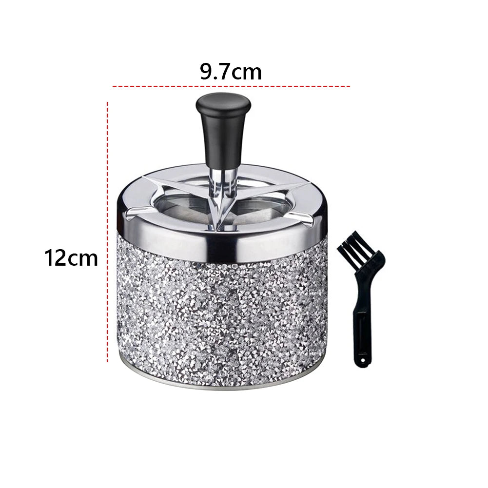 Push Down Ashtray Windproof Spinning Ashtray Metal Self-Cleaning Ashtray Desktop Ashtray for Home Office Car