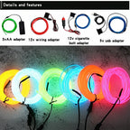 EL Wire String Strip Rope Tube Light Neon Light Glow Flat Edge Car Interior DIY Flexible Ambient Lamp Party Atmosphere Prop USB