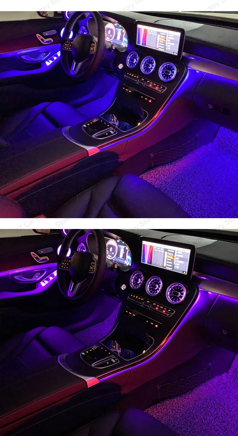 3/64 Colour Car LED Ambient Light for Mercedes-Benz C/GLC Class Coupe W205 C43 C63 X253 LED Door Speaker Cover Vents RetrofitSet
