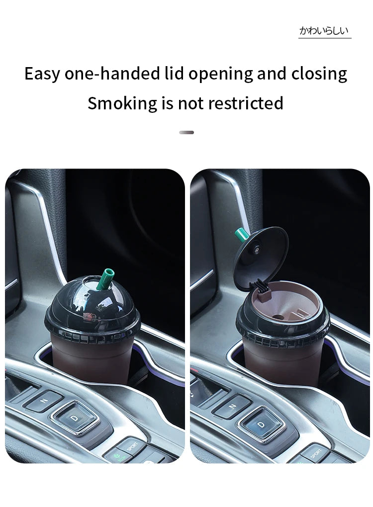 Coffee Cup Shaped On-Board Ashtrays Car Ashtray With Lid Portable Inner Liner High Flame Retardant For Cigars And Cigarettes
