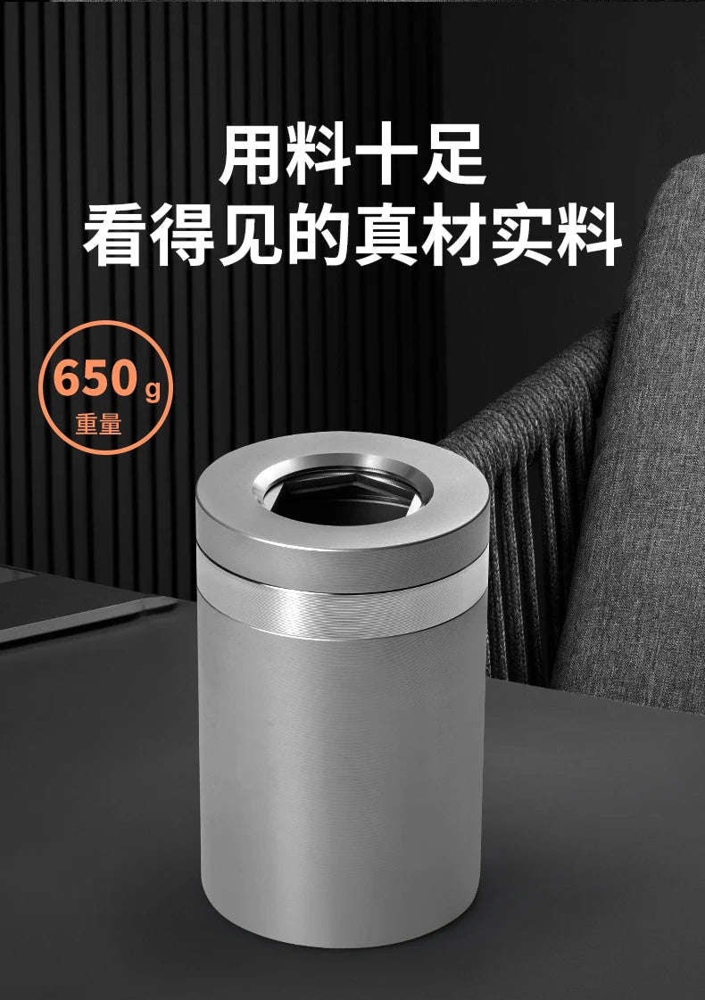 2025 new stainless steel car ashtray seal rotating car anti-ash flying cylinder large metal creative car
