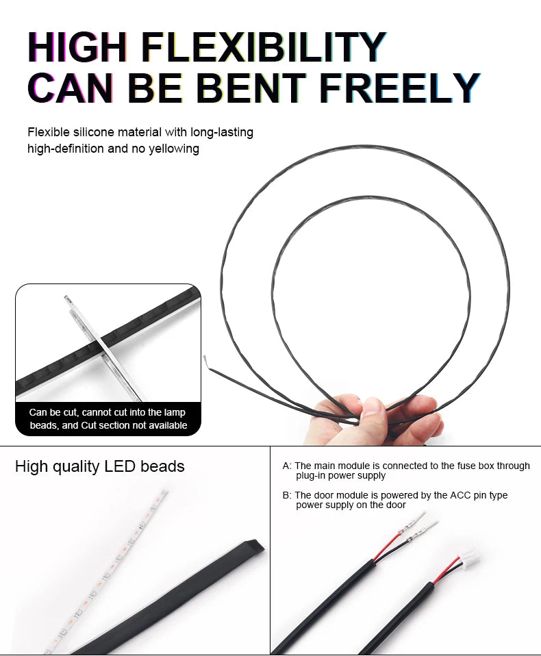 18/22 in 1 Acrylic Led Car Ambient Light RGB 213 64 Color Bluetooth Rainbow Strip Streamer Interior Symphony Atmosphere Lamp 12V