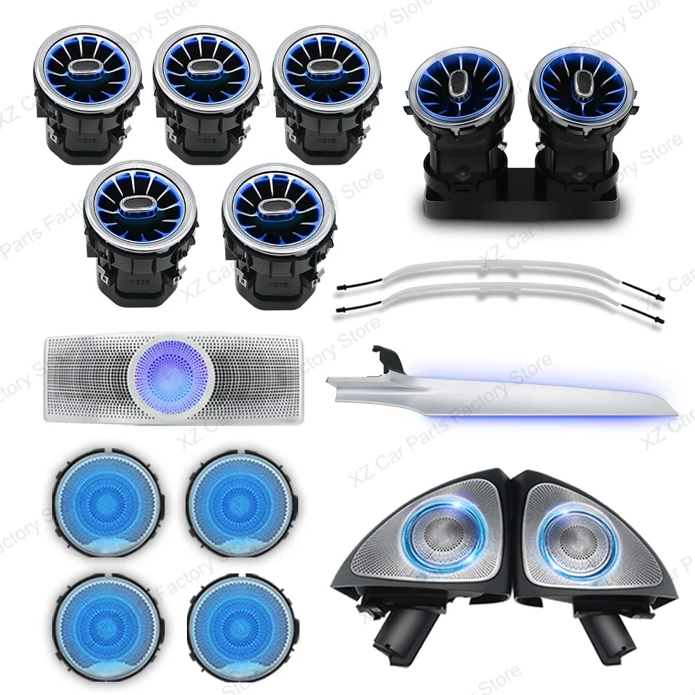 3/64 Colour Car LED Ambient Light for Mercedes-Benz C/GLC Class Coupe W205 C43 C63 X253 LED Door Speaker Cover Vents RetrofitSet