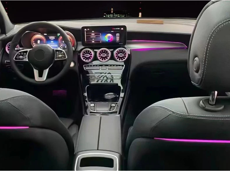 3/64 Color For Mercedes-Benz C/GLC class W205 X253 LHD Co-pilot Led Neon Ambient Light Passenger Atmosphere Lamp Dashboard 15-21