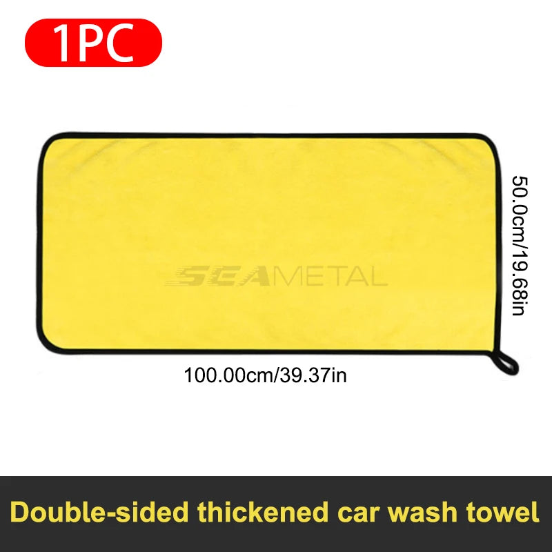 SEAMETAL Microfiber Car Wash Towel Ultra-Soft Scratch-Free Car Cleaning Towel Double-Side 400GSM Drying Cloth High Absorbency