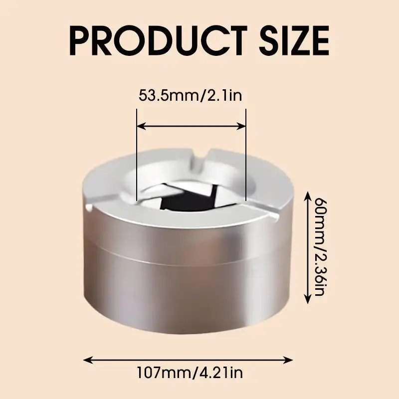 360° Stainless Steel Twist-Lock Ashtray, Windproof Odor-Proof & With Cigarette Holder for Car & Home, Smokeless Cigar Ashtray
