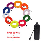 EL Wire String Strip Rope Tube Light Neon Light Glow Flat Edge Car Interior DIY Flexible Ambient Lamp Party Atmosphere Prop USB