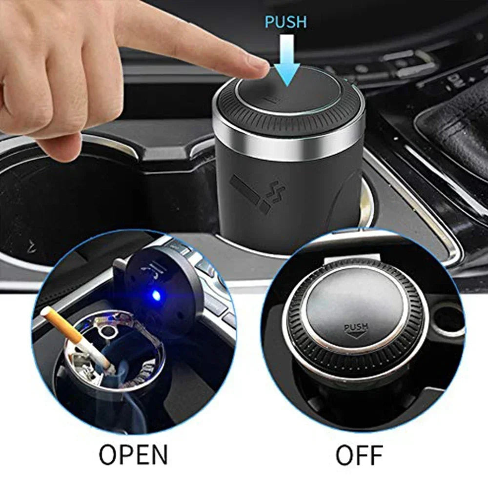 Car Cigarette Ashtray Cup With Lid With LED Light Portable Detachable Vehicle Ashtray Holder Cigarette Ashtray Interior Parts