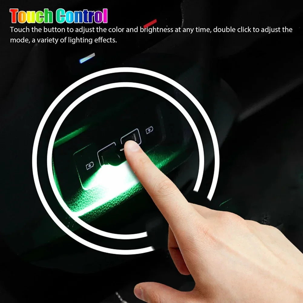 Wireless RGB Car Ambient Light, Mini USB Powered with App/Remote Control for Customizable Interior Atmosphere