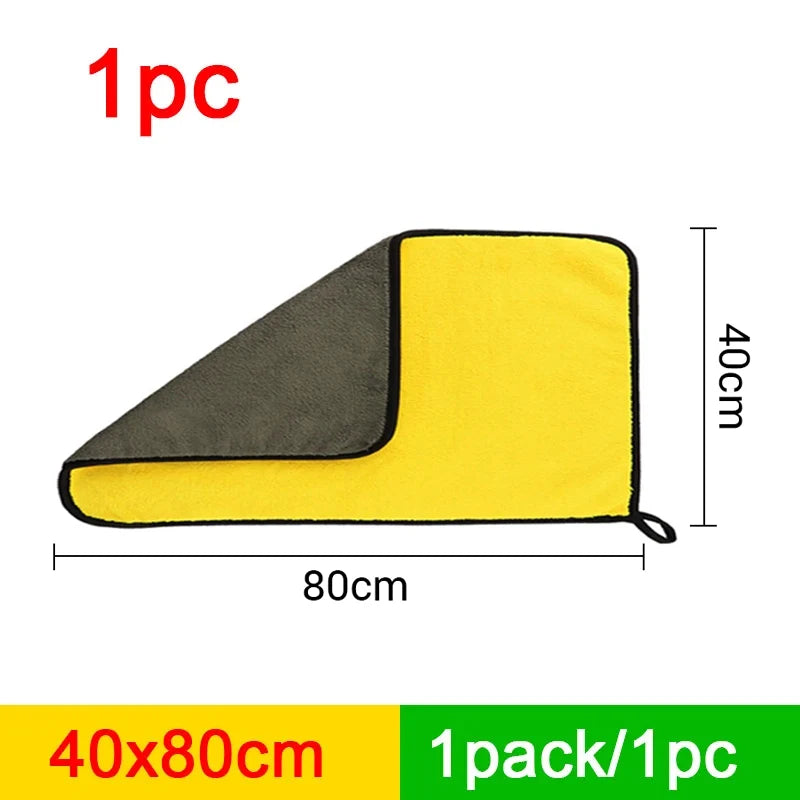 SEAMETAL Microfiber Car Wash Towel Ultra-Soft Scratch-Free Car Cleaning Towel Double-Side 400GSM Drying Cloth High Absorbency