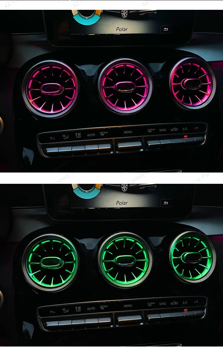 3/64 Colour Car LED Ambient Light for Mercedes-Benz C/GLC Class Coupe W205 C43 C63 X253 LED Door Speaker Cover Vents RetrofitSet