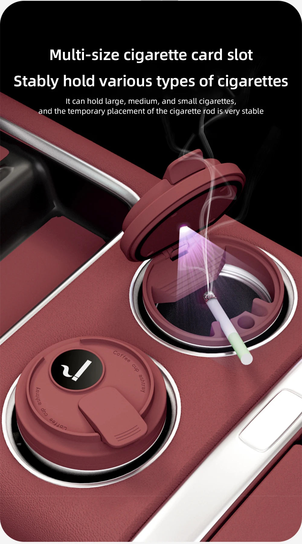 1PC Car Ashtray Creative Coffee Cup Ashtray With Lid LED Light Garbage Storage Container Car Interior Auto Decor Accessories