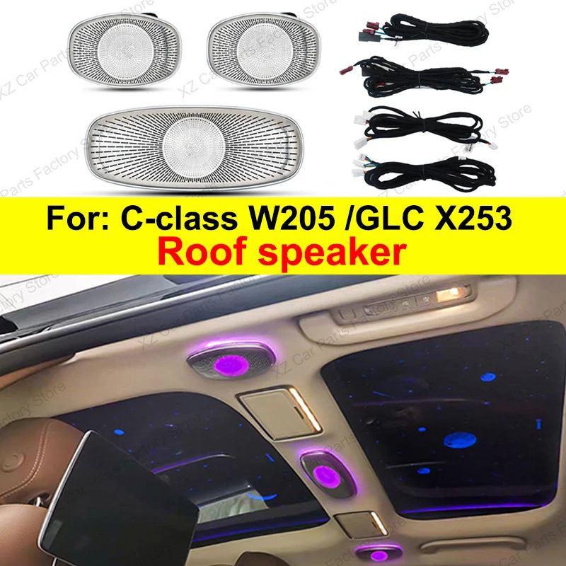 3/64 Colour Car LED Ambient Light for Mercedes-Benz C/GLC Class Coupe W205 C43 C63 X253 LED Door Speaker Cover Vents RetrofitSet