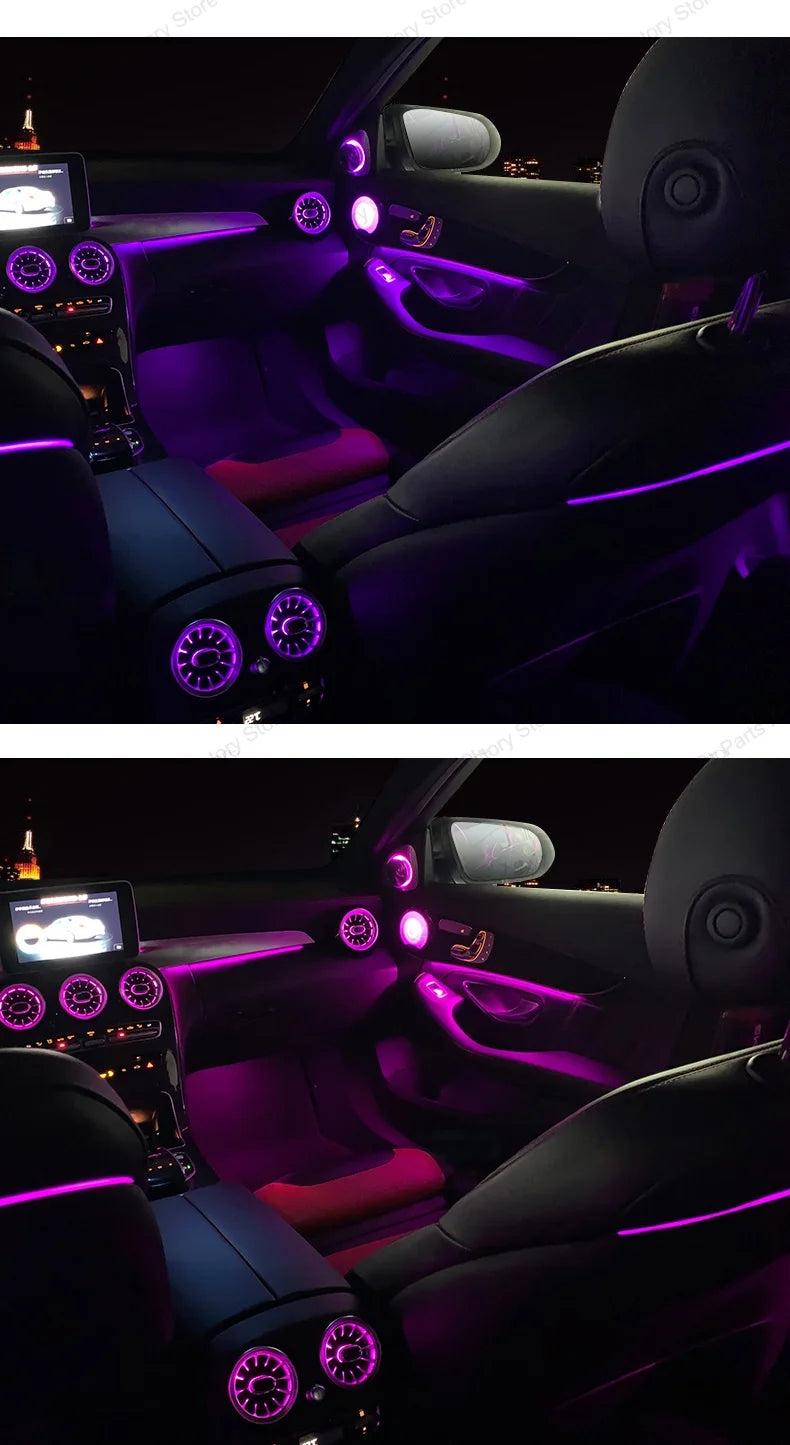 3/64 Colour Car LED Ambient Light for Mercedes-Benz C/GLC Class Coupe W205 C43 C63 X253 LED Door Speaker Cover Vents RetrofitSet