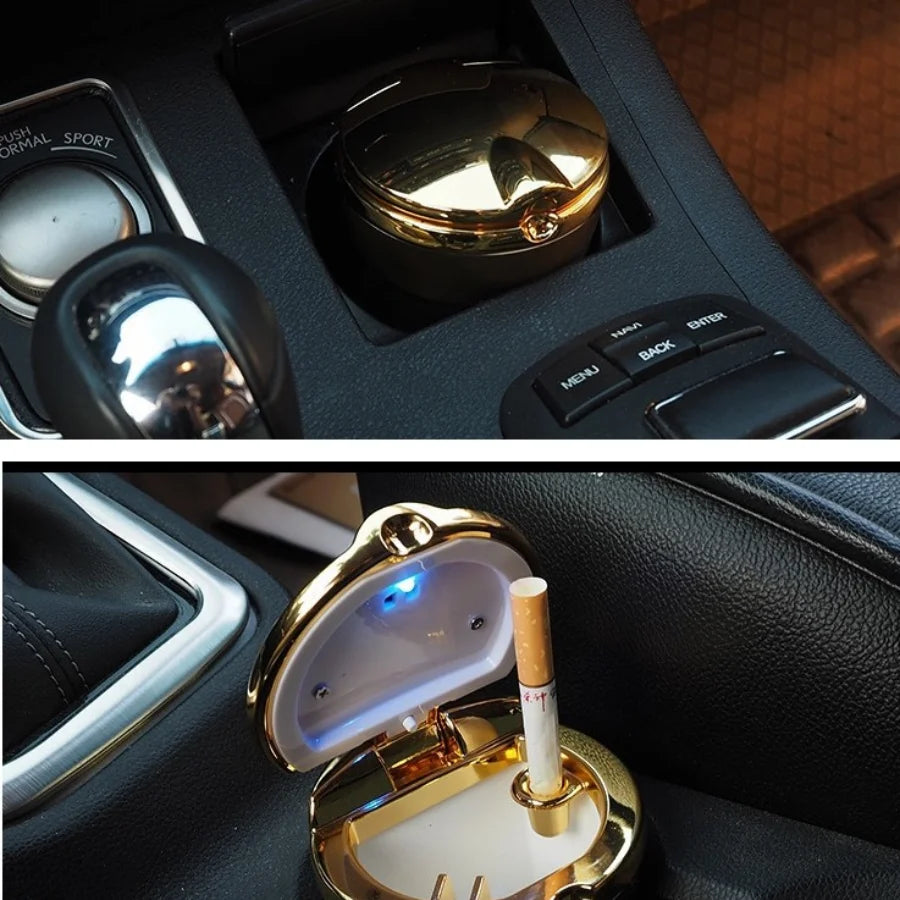 Car Ashtray Car Garbag Can with Led Light with Cover Creative Personality Covered Car Inside The Car Multi-function Car Supplie