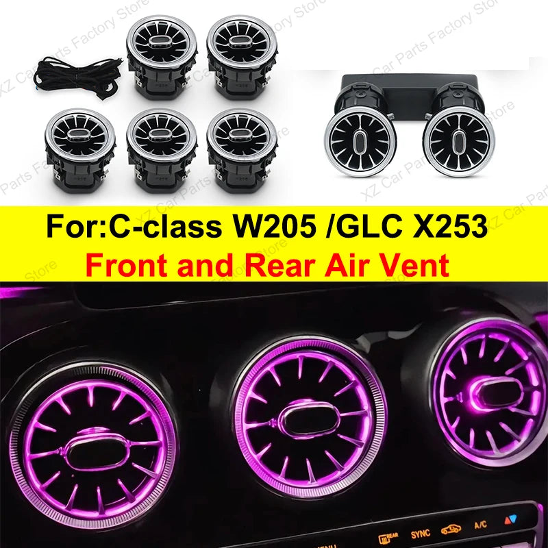 3/64 Colour Car LED Ambient Light for Mercedes-Benz C/GLC Class Coupe W205 C43 C63 X253 LED Door Speaker Cover Vents RetrofitSet