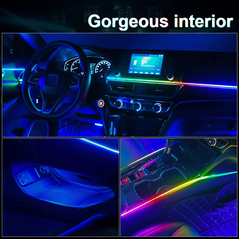 6/10/14/18/22 in 1 LED Symphony Ambient Light Car Interior Full Color Streamer RGB Neon Acrylic Strip Decoration Atmosphere Lamp