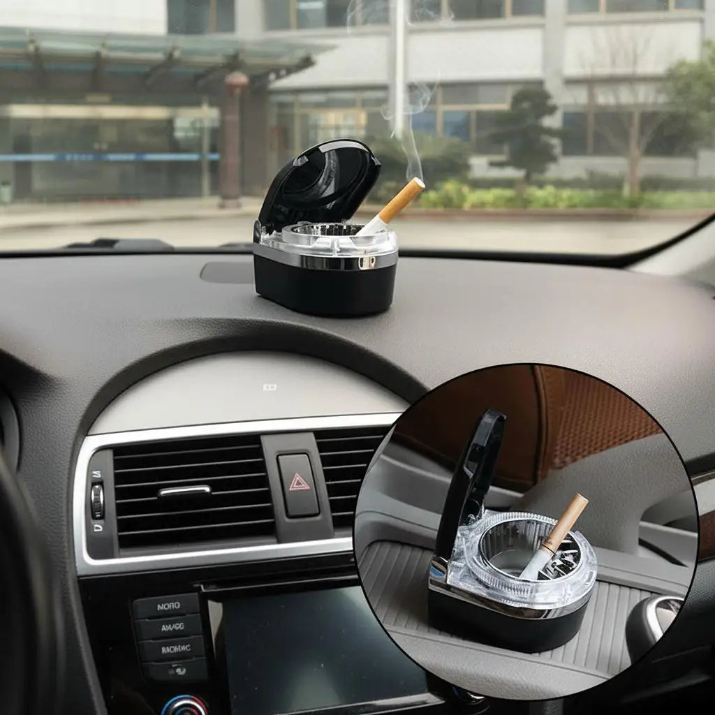 Car Ashtray with Blue LED Light Holder for Truck SUV Auto Cigarette Lighter Odor Eliminator Interior Accessory Dropshipping