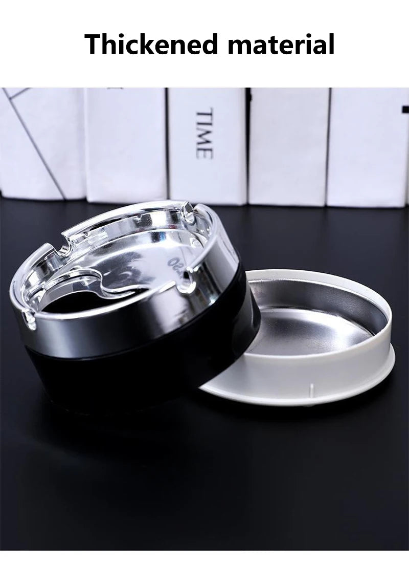 1PC Car Ashtray Sealed Stainless Steel Rotating Ashtray with Lid Windproof Thickened Car Dust Storage Box Home Office Ashtray