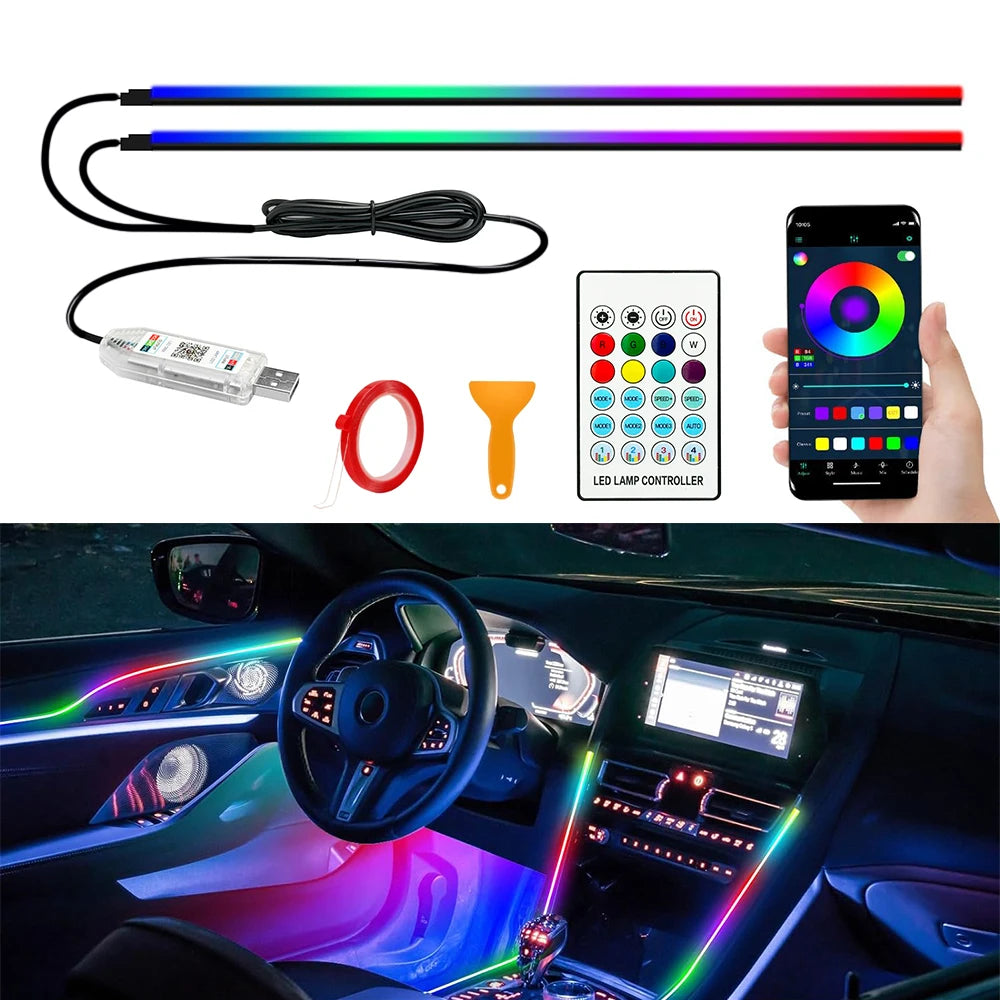 43.3 Inch 110cm USB Car Ambient Lights LED Skylight Symphony RGB Interior Acrylic Strips Decoration Atmosphere Lamp App Control