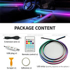 140cm USB Dreamcolor Acrylic Interior Car LED Strip Light with Wireless APP , 55’‘RGB Music Fiber Optic Car Ambient Lighting Kit