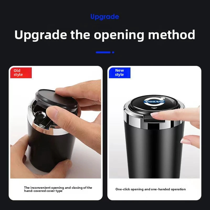 Car Ashtray Cigarette Butt Holder Container Accessories for Volvo XC40 XC60 XC90 S40 60 Portable One-Button Opening Car Ash Tray