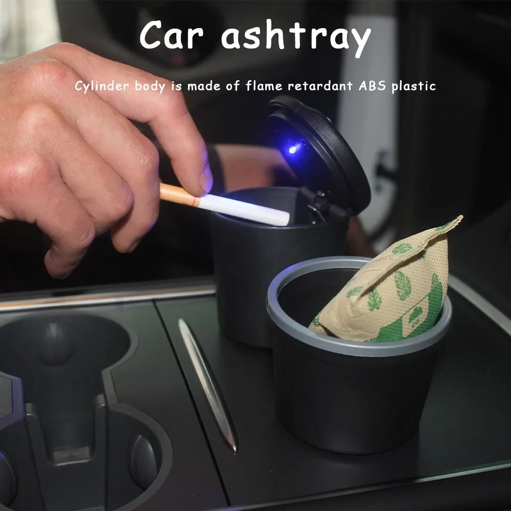 1PC LED Portable Car Ashtray with Automatic Light Indicator Creative Cigarette Ash Holder Cup Car Cup Holder Accessory