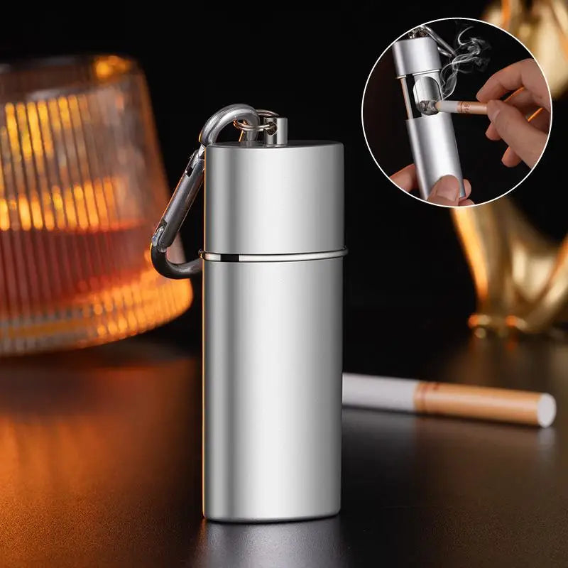 Portable Ashtray with Keychain Drawer Ash Holder Stainless Steel Cigarette Tray for Outdoor Car Travel Mini Ashtray Container
