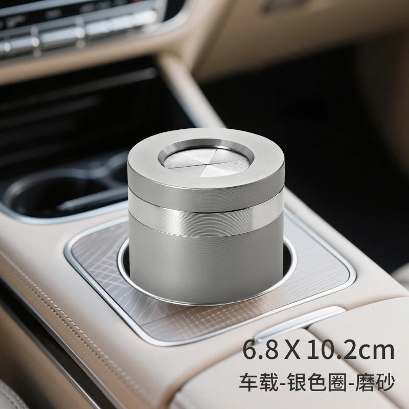 2025 new stainless steel car ashtray seal rotating car anti-ash flying cylinder large metal creative car