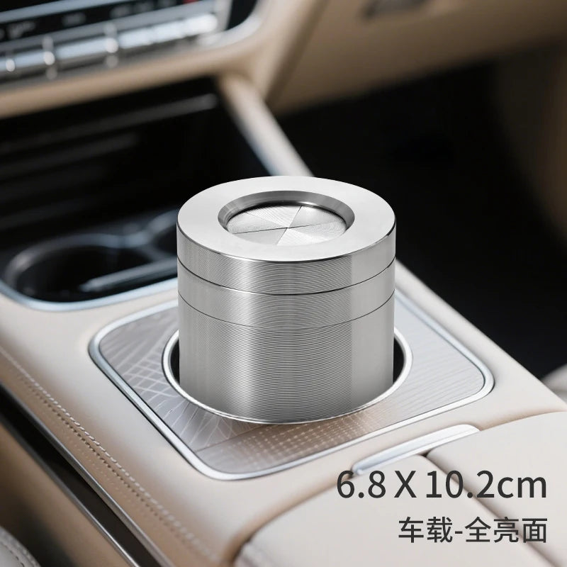 2025 new stainless steel car ashtray seal rotating car anti-ash flying cylinder large metal creative car