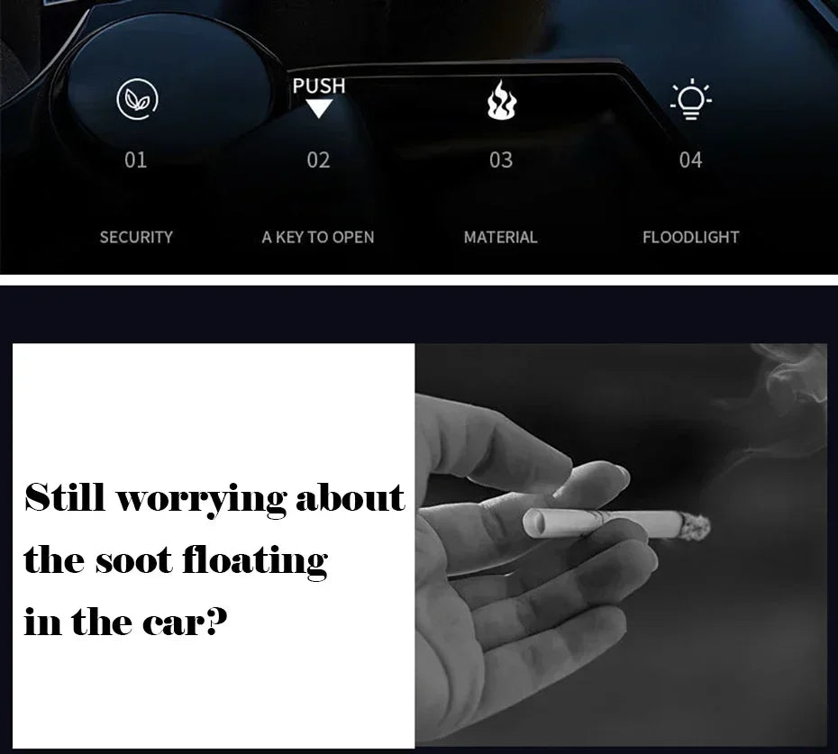 Car Cigarette Ashtray Cup With Lid With LED Light Portable Detachable Vehicle Ashtray Holder Cigarette Ashtray Interior Parts