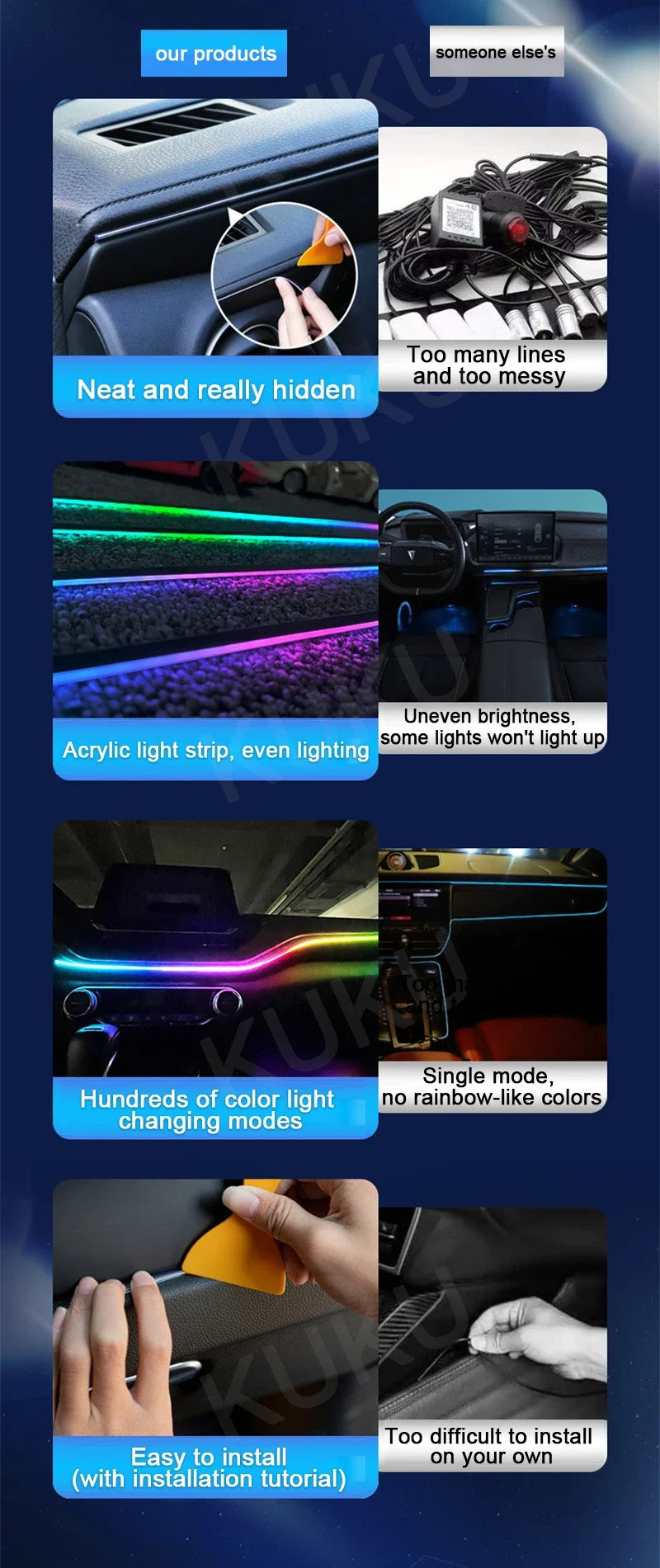 20 in1 New 2026 Smart Car Interior LED Ambient Lighting Welcome Mode Hidden Design Premium In Car Atmosphere Enhancement 64color