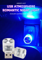 1PC Car Mini USB Led Atmosphere Light For Party Ambient Automotive Portable Plug and Play Car Decorative Interior Lamp 12V