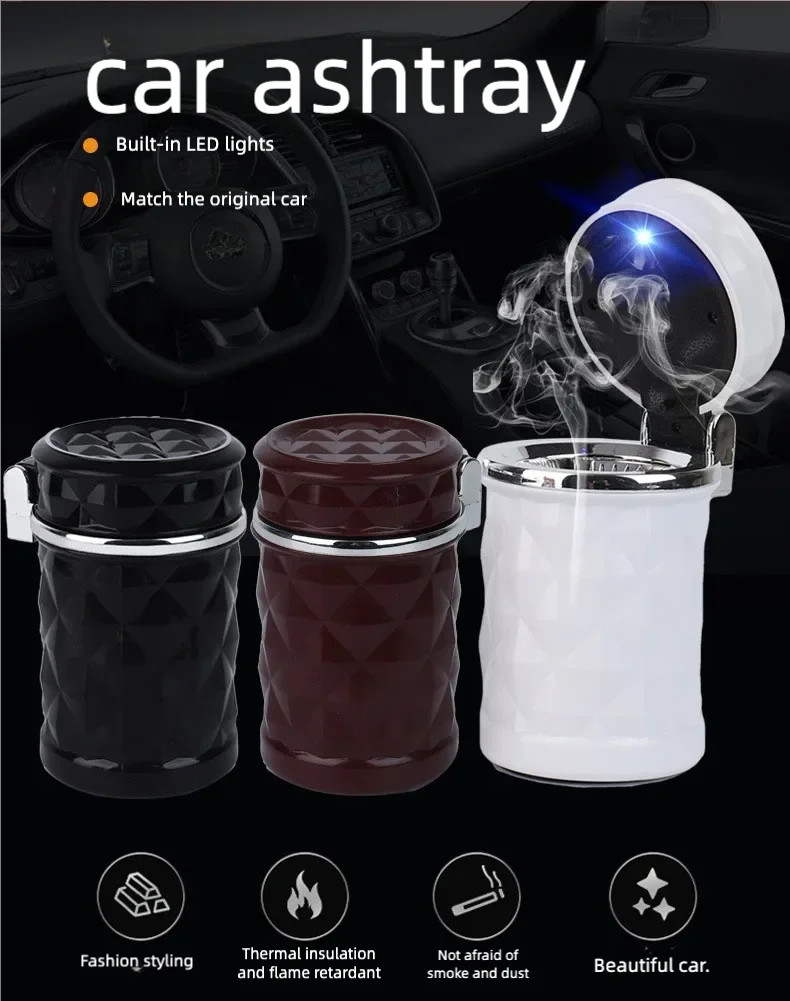 Car Cigarette Ashtray Cup With Lid With LED Light Portable Detachable Vehicle Ashtray Holder Cigarette Ashtray Auto Accessories