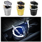 Car Cigarette Ashtray Cup With LED Light Alloy Ash Tray Aluminum Cup Smokeless Portable Detachable Vehicle Ashtray Holder