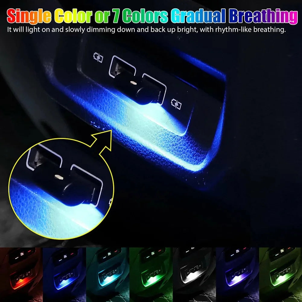 Wireless RGB Car Ambient Light, Mini USB Powered with App/Remote Control for Customizable Interior Atmosphere