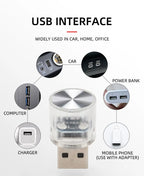 1PC Car Mini USB Led Atmosphere Light For Party Ambient Automotive Portable Plug and Play Car Decorative Interior Lamp 12V