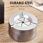 360° Stainless Steel Twist-Lock Ashtray, Windproof Odor-Proof & With Cigarette Holder for Car & Home, Smokeless Cigar Ashtray