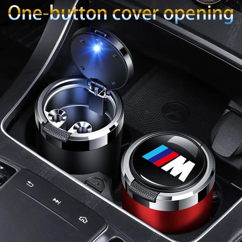 NEW Onebutton open cover car ashtray with blue LED light suitable for BMW M Performance E46 E90 E60 F30 E36 M3 M5 X1 X3 X4 X5 X6